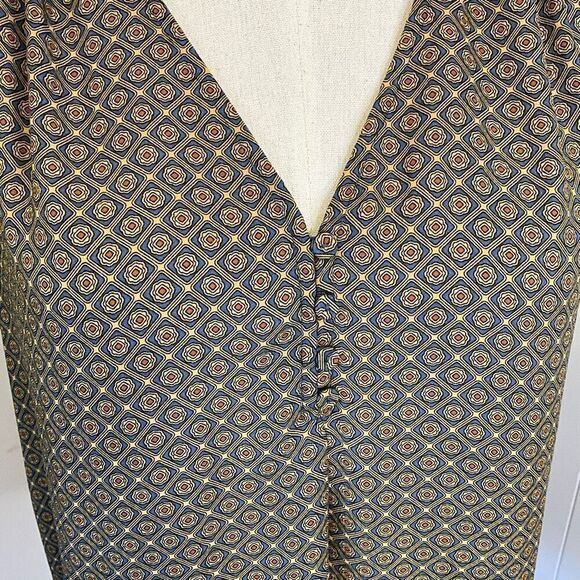 Carolina Belle Montreal Women’s Medium Yellow Blue Short Sleeve Blouse Top - Picture 2 of 13